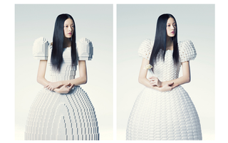 Illustration for article titled It'll Take Months to Get a Bride Out of This Lego Wedding Dress